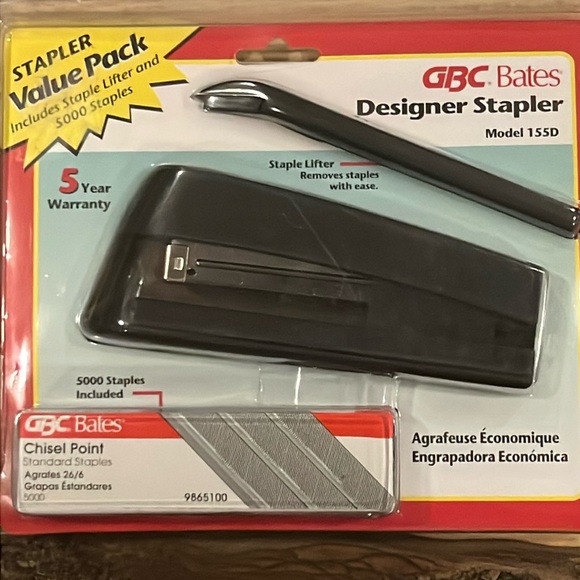 GBC BATES Classic Stapler, Staple Lifter, & 5,000 Staples - Black - Picture 1 of 7